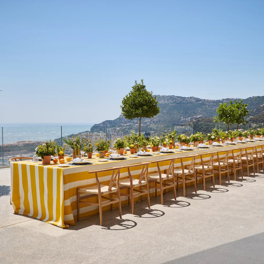 Yellow and White Striped Cotton Tablecloth – 235 x 335 cm