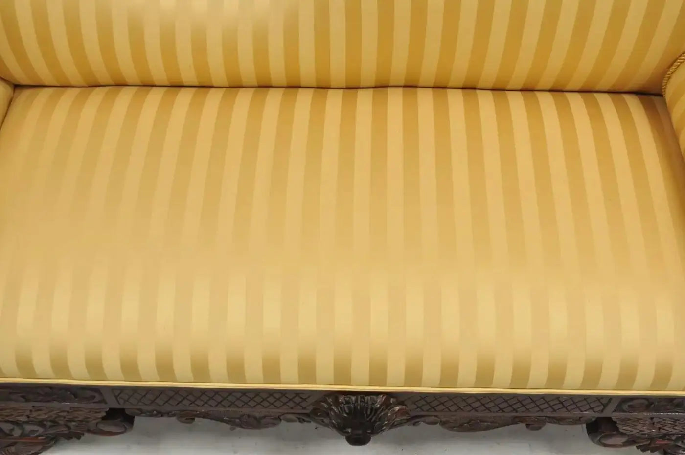 Antique American Empire Figural Carved Mahogany Recamier Gold Chaise Lounge Sofa