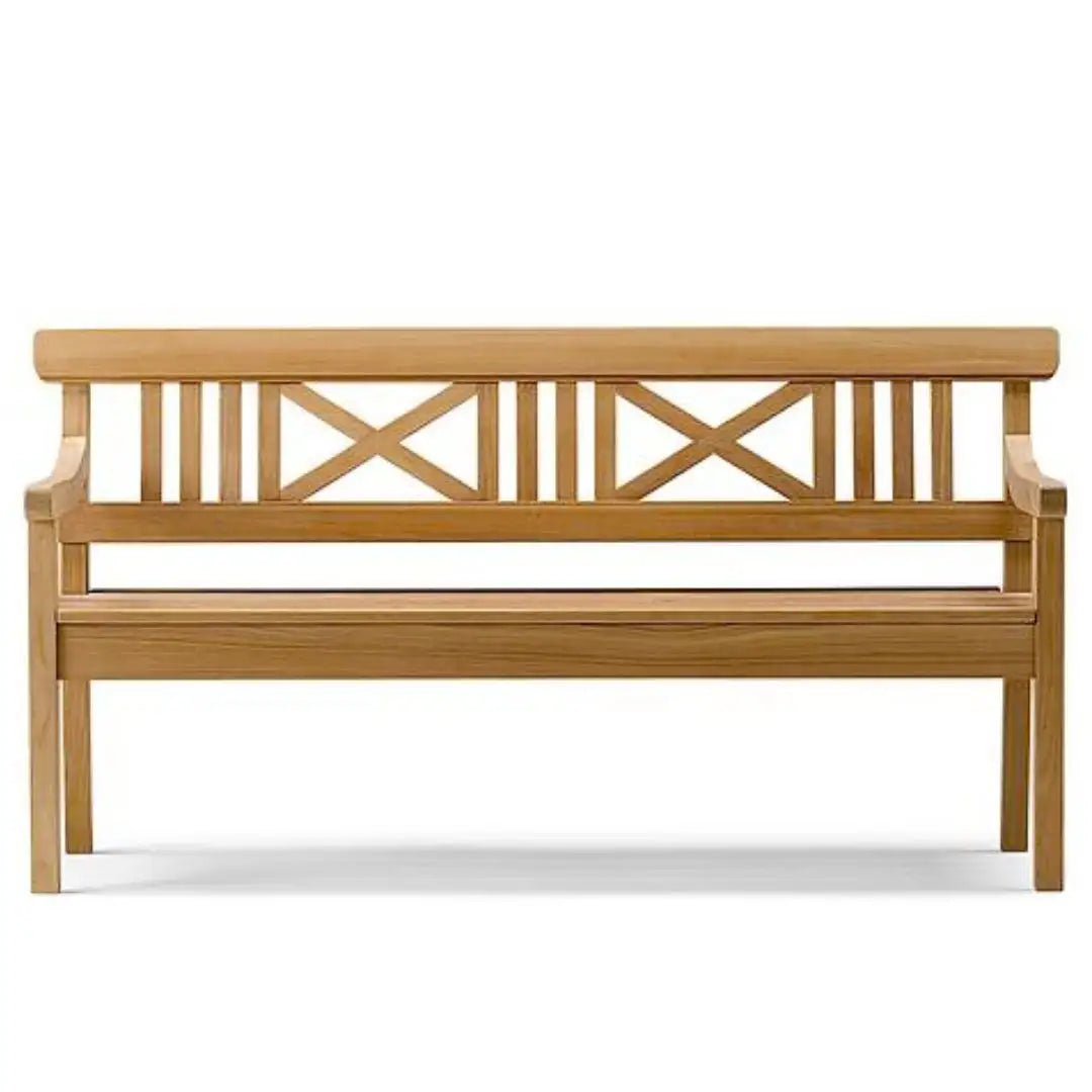 Wooden bench with a simple design on a white background