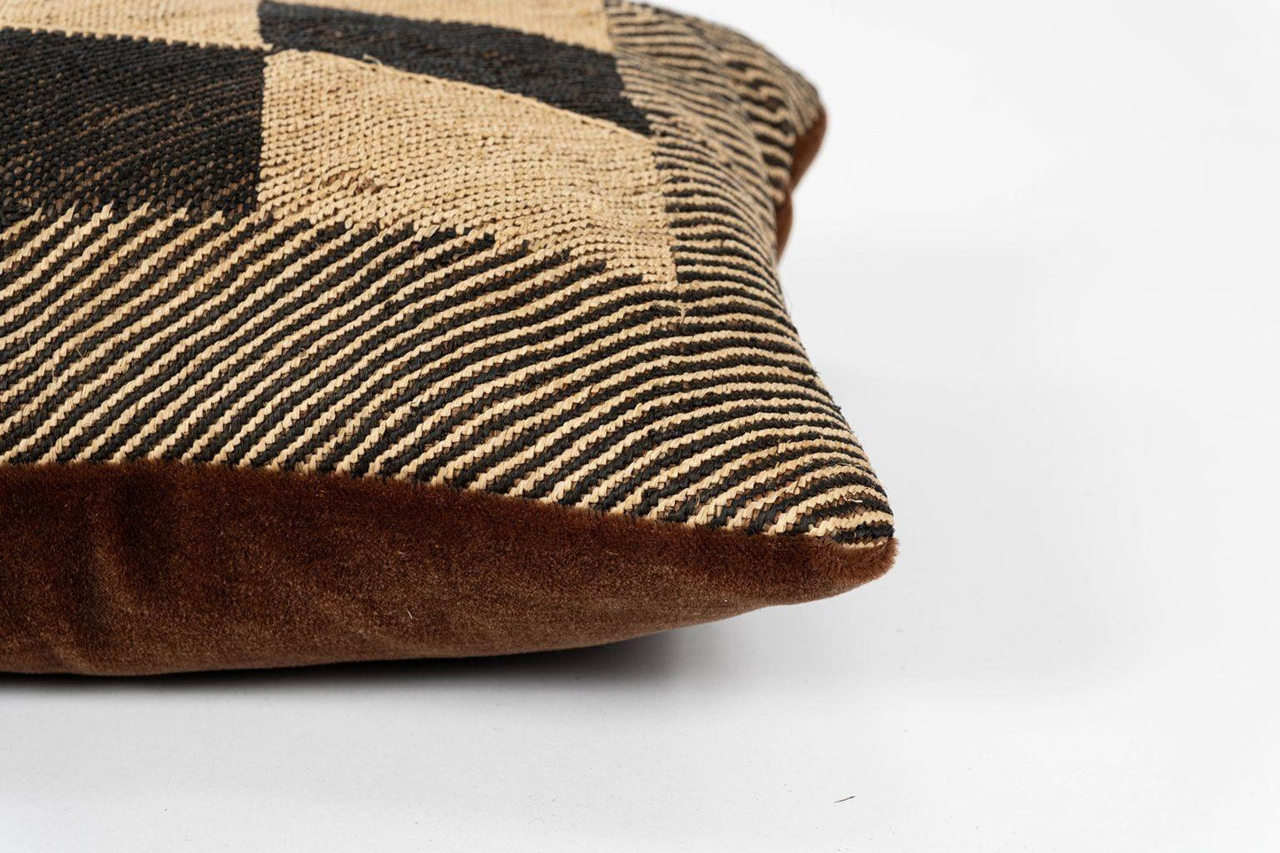 Pair of Kuba Cloth Lumbar Cushions 53 × 33 × 15 cm each