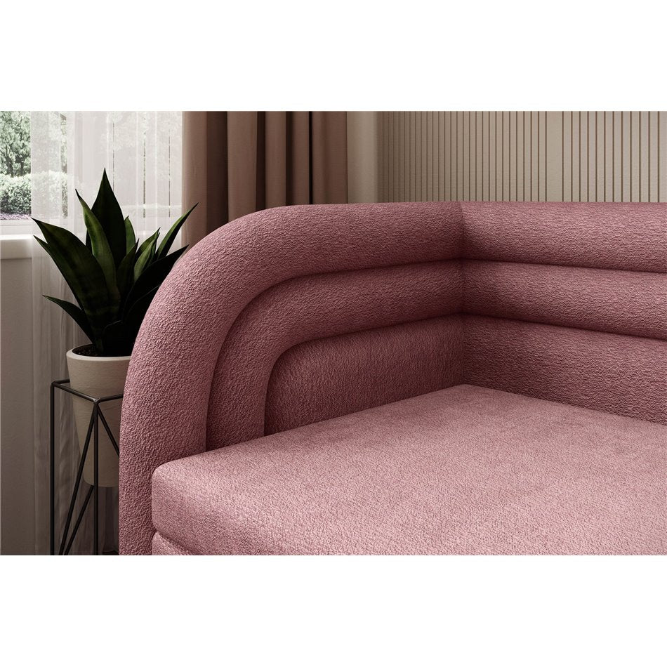 Modern L-Shaped Sofa Bed with Sleeping Function and Storage, Textured Velvet Upholstery, Pink – Elfabilo L