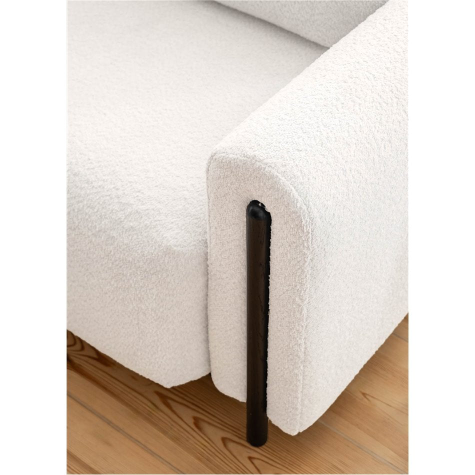 Modern Sofa Bed with Sleeping Function and Storage, Bouclé Upholstery, White – Elcadova Black