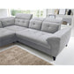 Corner sofa Elinferne L, sleeping function, Aura 04, velvet, grey, H107x210x297cm