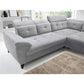 Modern L-Shaped Corner Sofa with Sleeping Function, Velvet Upholstery, Grey – Elinferne R