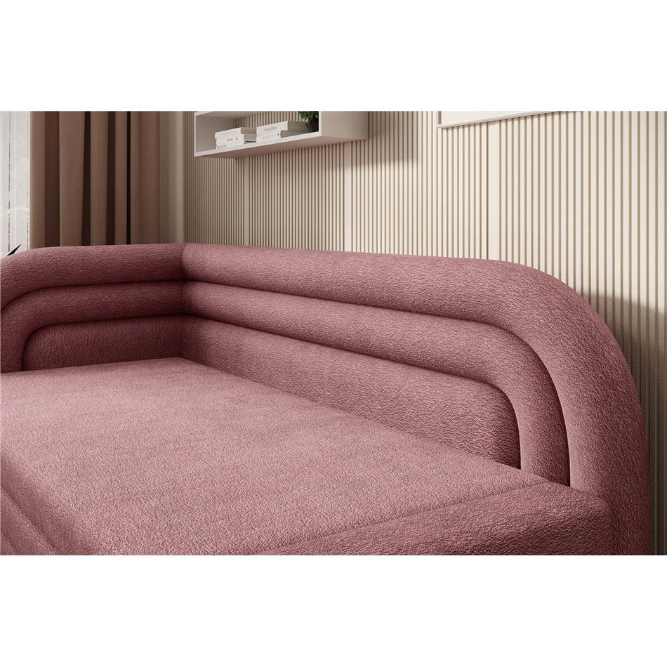 Modern L-Shaped Sofa Bed with Sleeping Function and Storage, Textured Velvet Upholstery, Pink – Elfabilo L