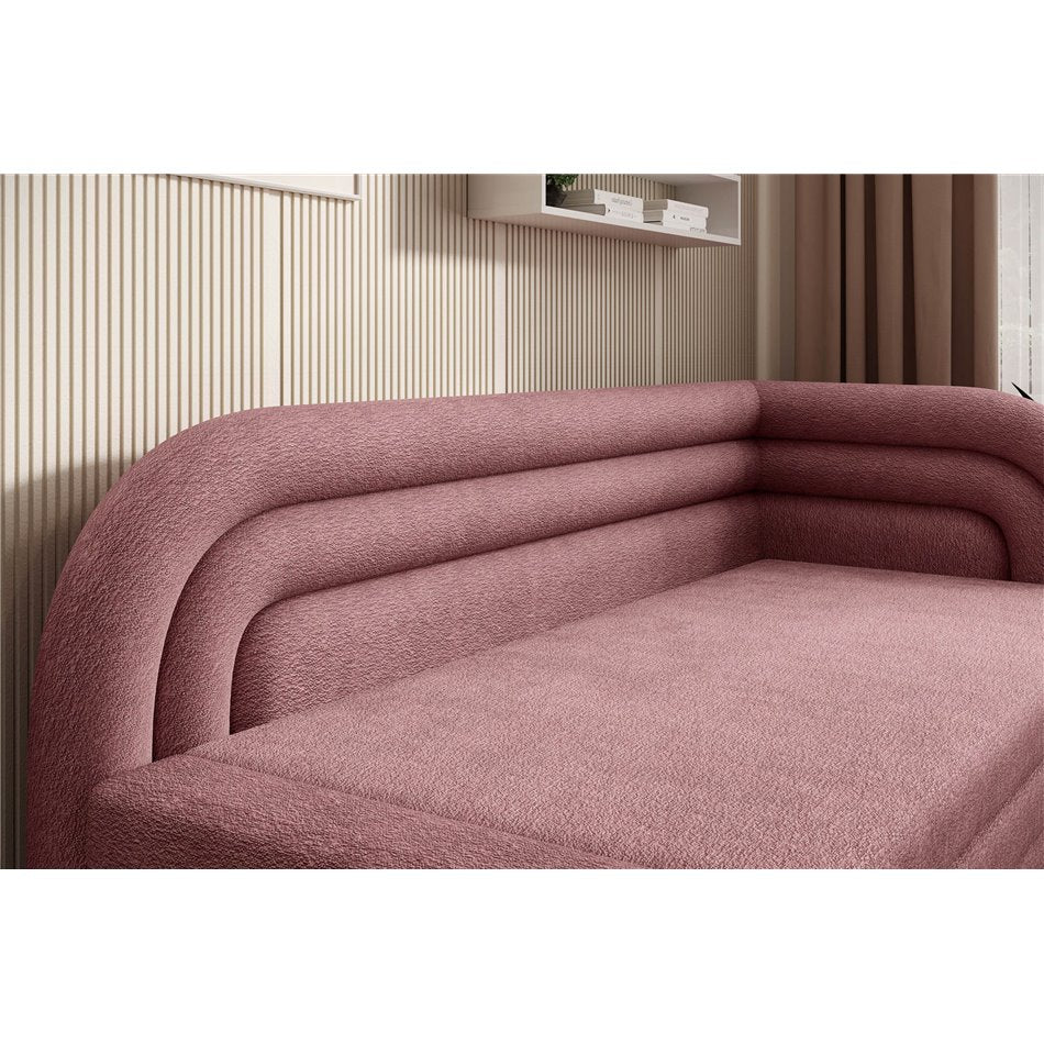 Modern L-Shaped Sofa Bed with Sleeping Function and Storage, Textured Velvet Upholstery, Pink – Elfabilo R