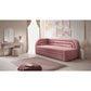 Modern L-Shaped Sofa Bed with Sleeping Function and Storage, Textured Velvet Upholstery, Pink – Elfabilo L