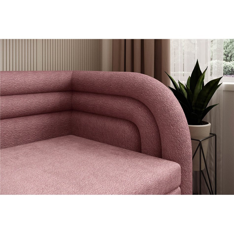 Modern L-Shaped Sofa Bed with Sleeping Function and Storage, Textured Velvet Upholstery, Pink – Elfabilo R