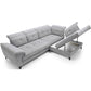 Modern L-Shaped Corner Sofa with Sleeping Function, Velvet Upholstery, Grey – Elinferne R