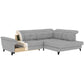 Modern L-Shaped Corner Sofa with Sleeping Function, Velvet Upholstery, Grey – Elinferne R