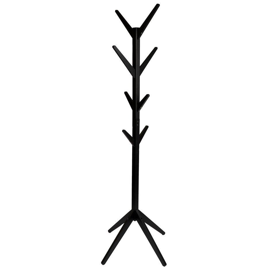 Coat stand, black, wood/MDF, H178x45x45cm