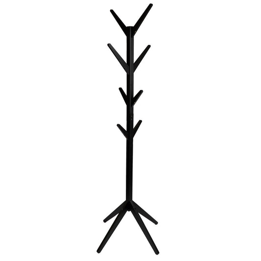 Coat stand, black, wood/MDF, H178x45x45cm