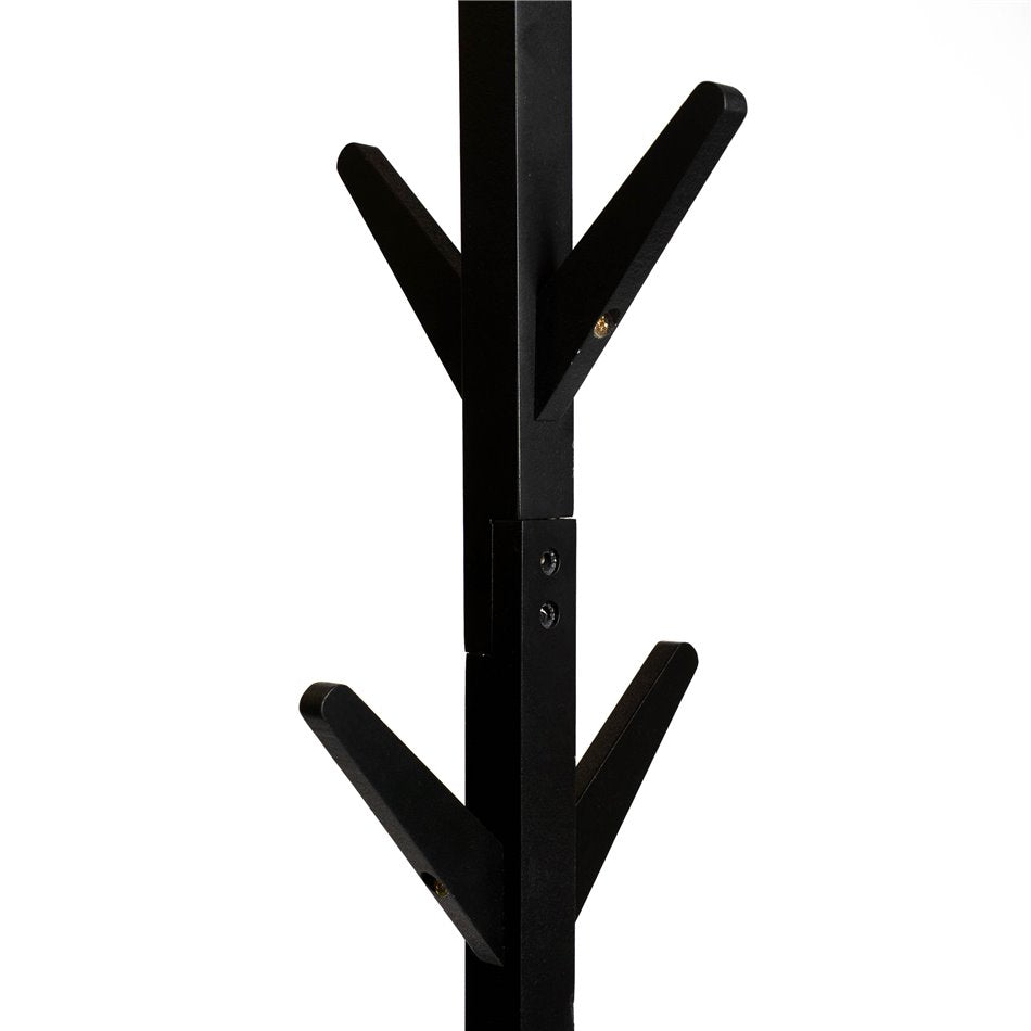 Coat stand, black, wood/MDF, H178x45x45cm