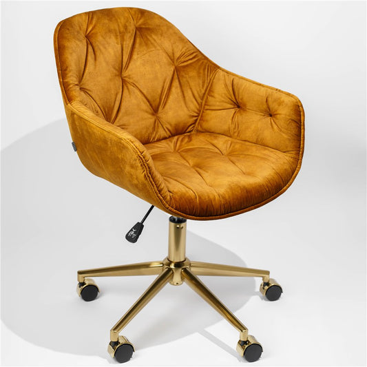 Slorino 15 Adjustable Office Chair – Golden Fabric, Modern Ergonomic Design