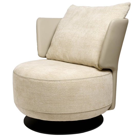 Lounge chair Orton, 3 cream, rotatable 360 degrees, H73x70x70cm, seat height 40cm