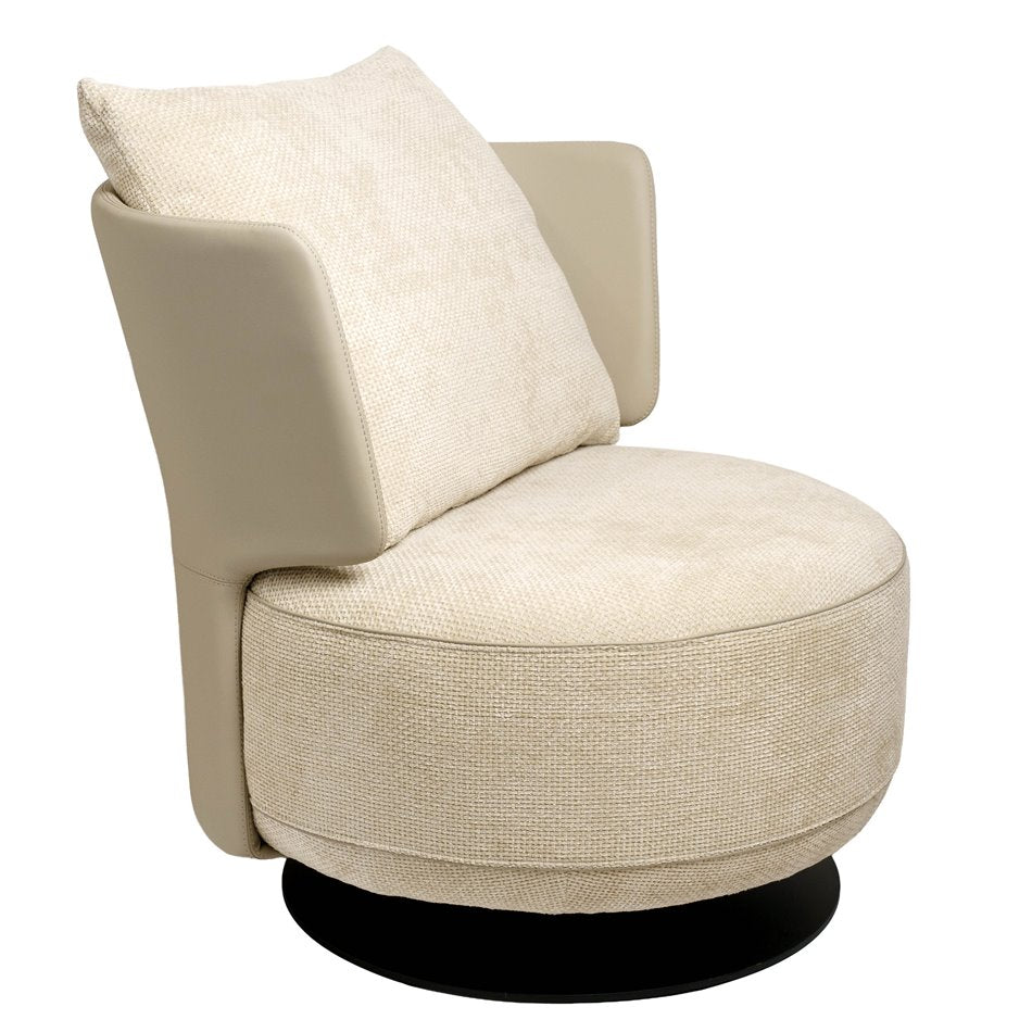 Lounge chair Orton, 3 cream, rotatable 360 degrees, H73x70x70cm, seat height 40cm