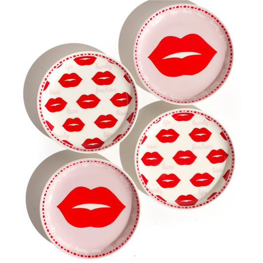 Plate set 4 Twist Match Red, D9.9cm H1.9cm, set of 4 pcs.