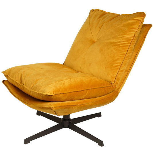 Armchair Zarra, yellow, rotatable 360 degrees, H87x70x96cm, seat height 45cm