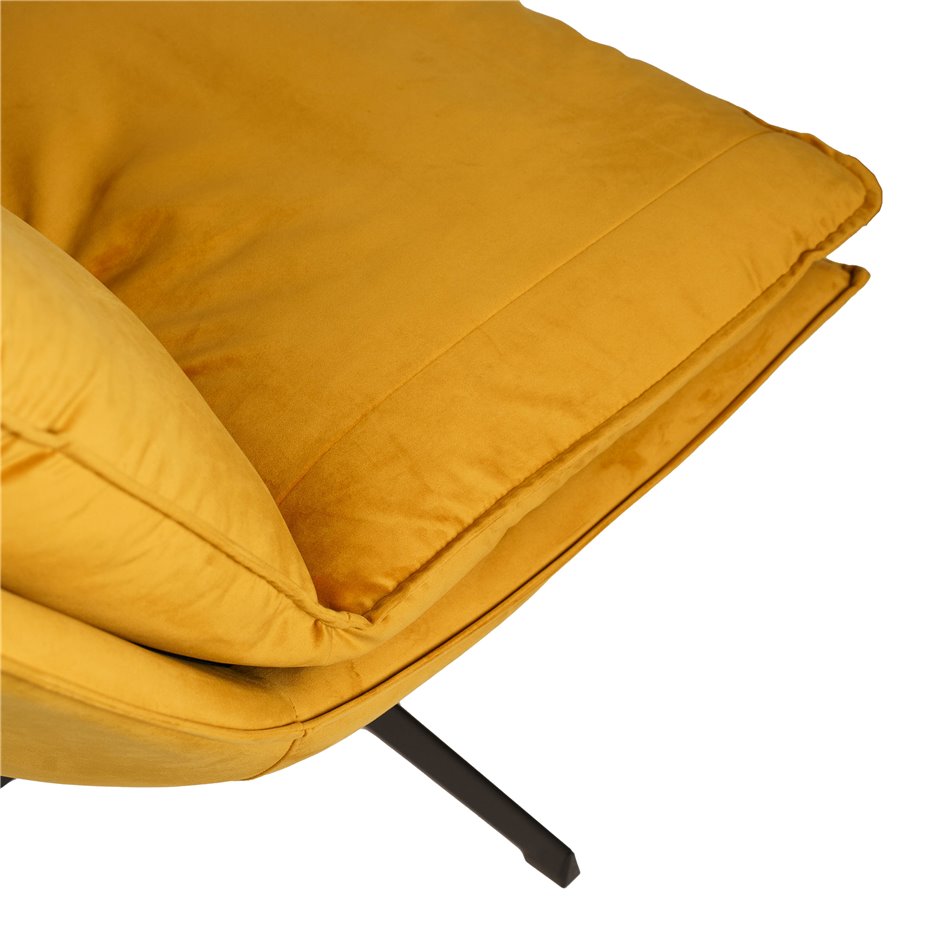 Armchair Zarra, yellow, rotatable 360 degrees, H87x70x96cm, seat height 45cm
