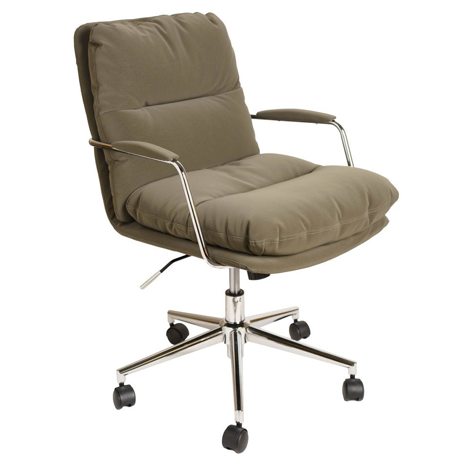 Zalno Adjustable Office Chair – Greenish Gray Eco Leather, Modern Ergonomic Design