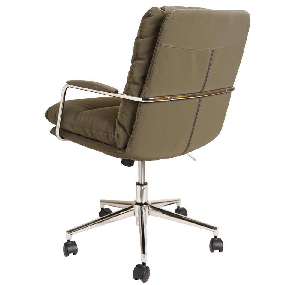 Zalno Adjustable Office Chair – Greenish Gray Eco Leather, Modern Ergonomic Design