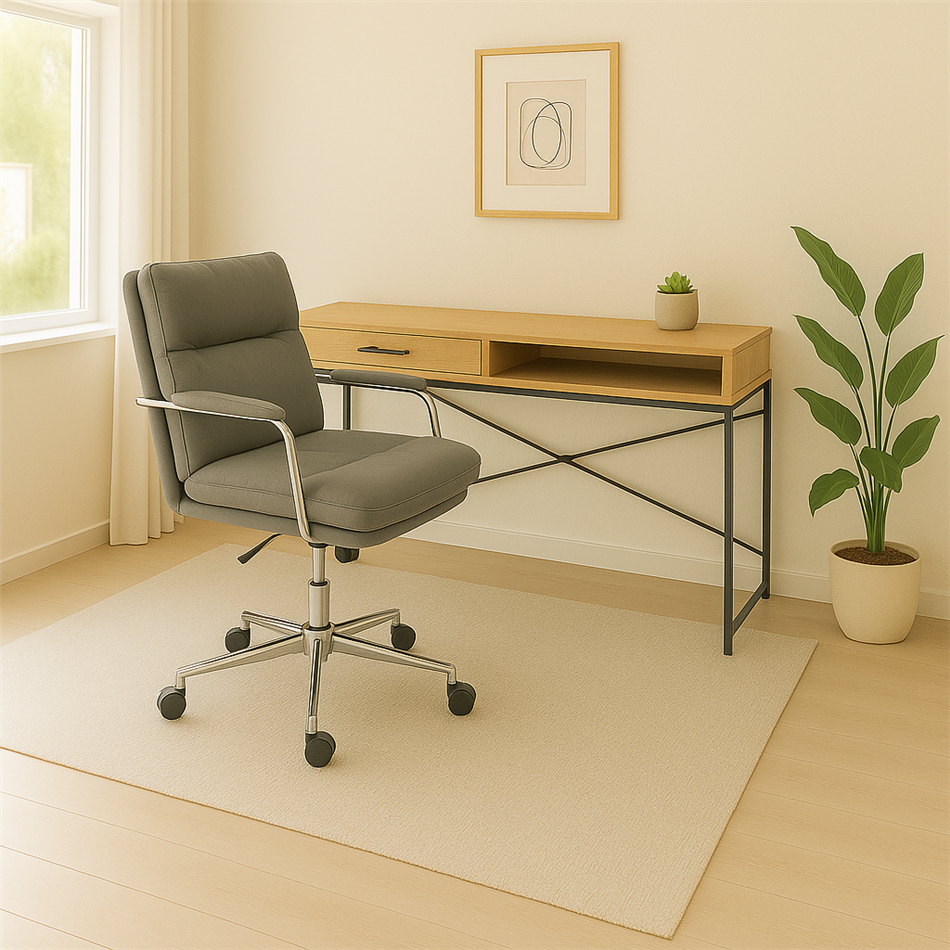 Zalno Adjustable Office Chair – Greenish Gray Eco Leather, Modern Ergonomic Design