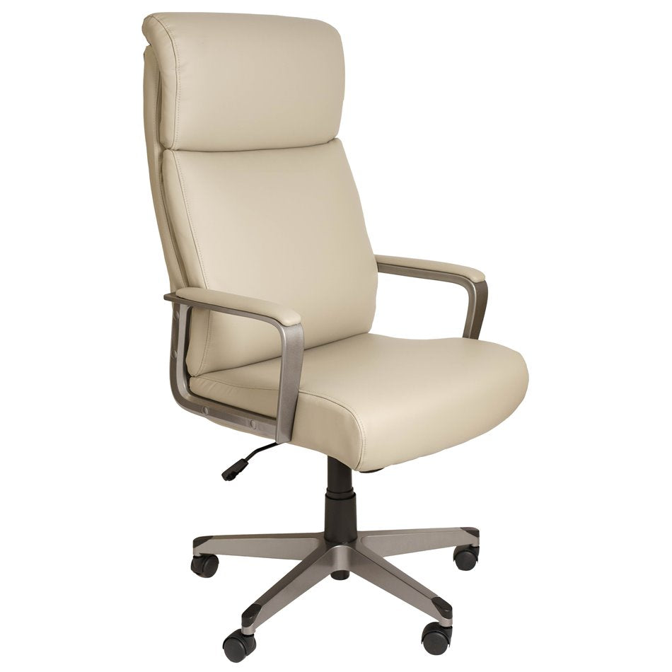 Zelda Adjustable Office Chair – Cream and Gray Eco Leather, Modern Executive Design