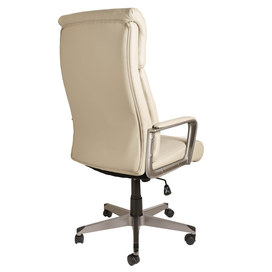 Zelda Adjustable Office Chair – Cream and Gray Eco Leather, Modern Executive Design