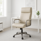 Zelda Adjustable Office Chair – Cream and Gray Eco Leather, Modern Executive Design