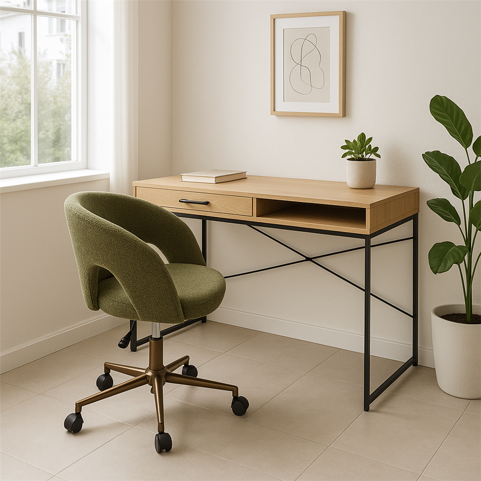 Zivilino Adjustable Office Chair – Green and Bronze, Modern Ergonomic Design