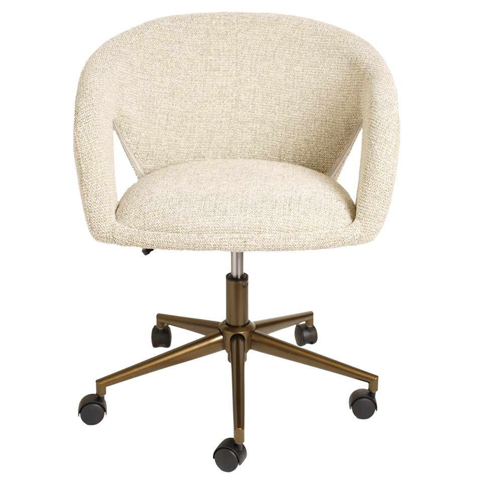 Zivilino Adjustable Office Chair – Beige-Gray, Modern Ergonomic Design with Soft Foam Padding