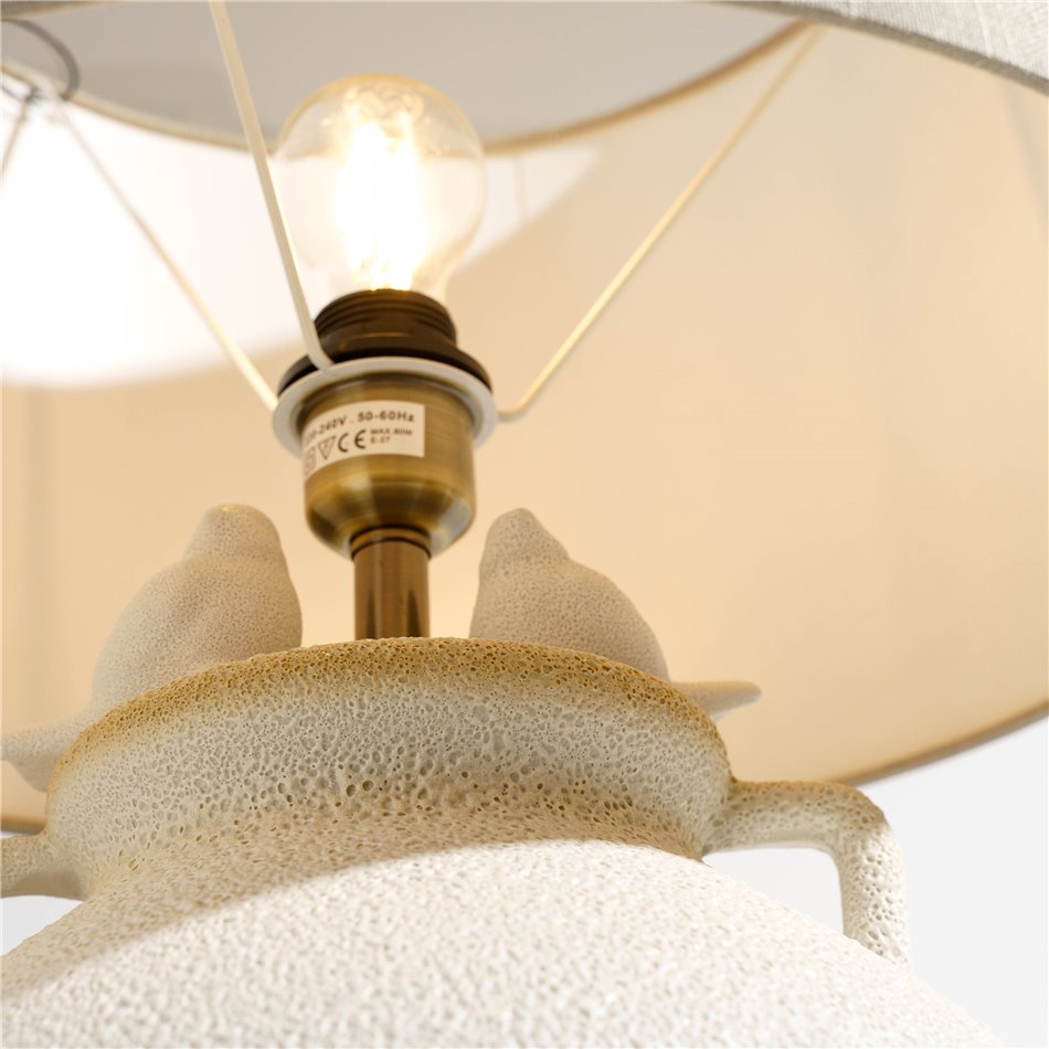Table lamp Navelli, taupe/cream, H45cm, D30cm, E27 60W(MAX)