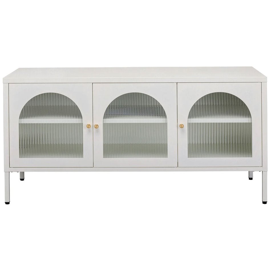Sideboard Naxos, white, metal/glass, H60x120x40cm