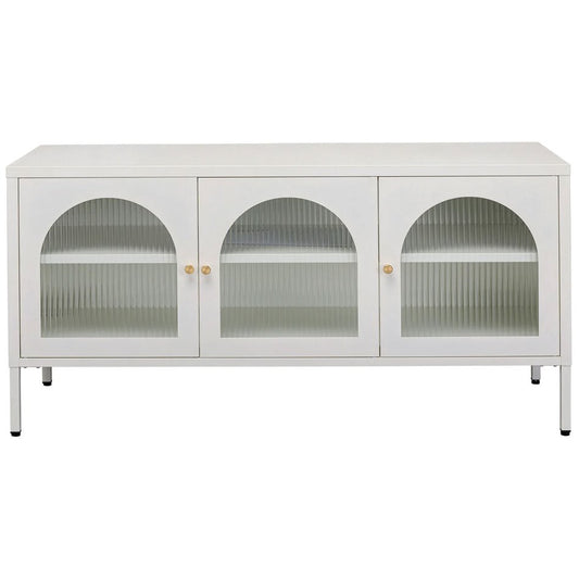 Sideboard Naxos, white, metal/glass, H60x120x40cm