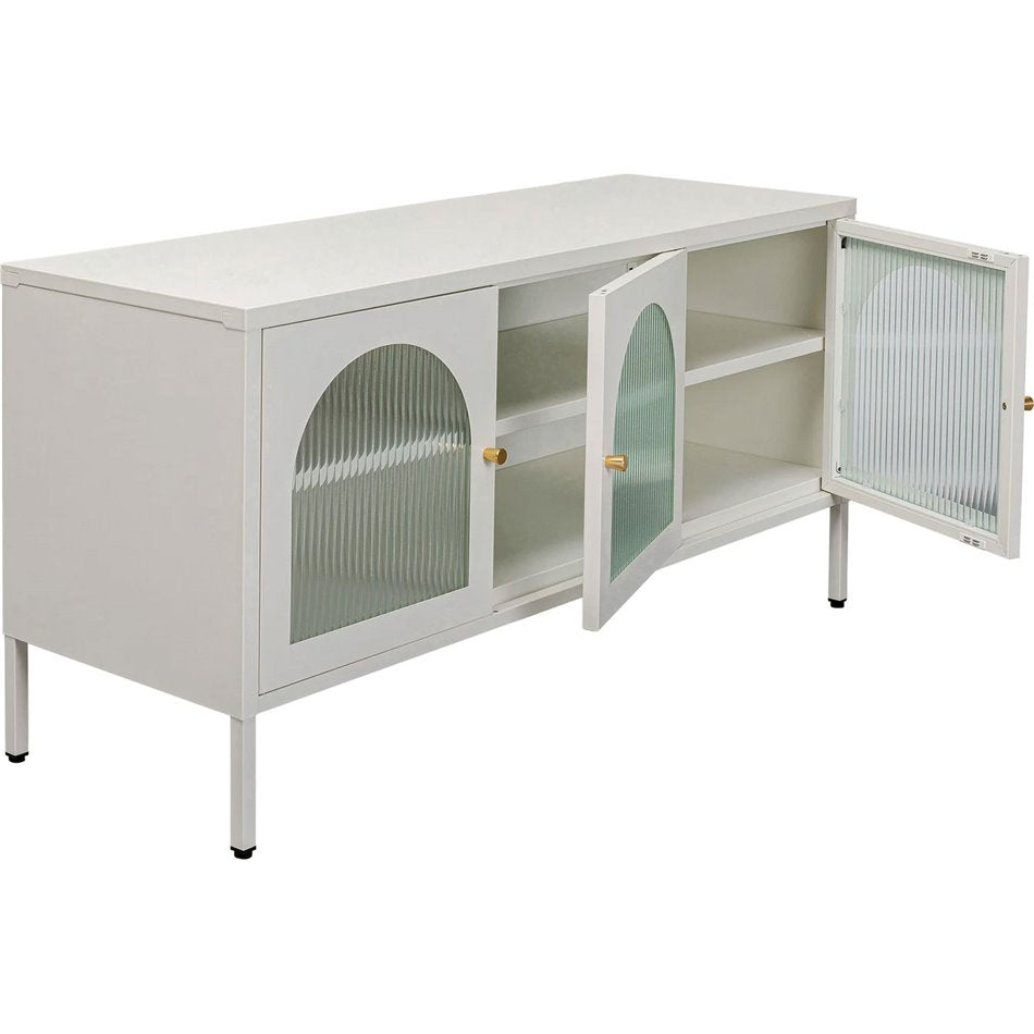 Sideboard Naxos, white, metal/glass, H60x120x40cm