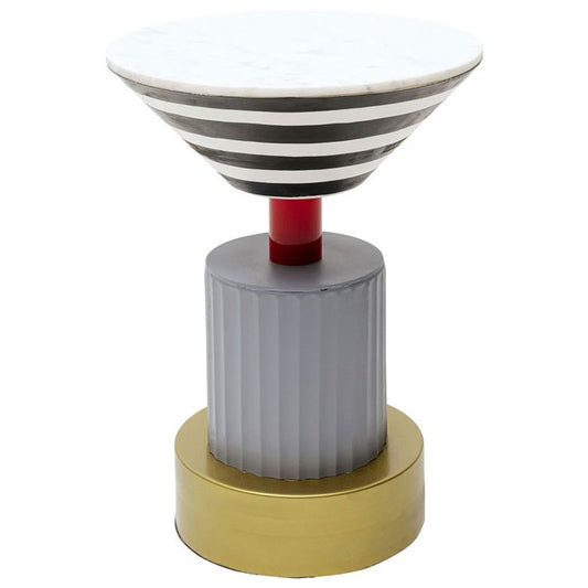 Memphis Soft Marble & Metal Side Table – Round Accent Table