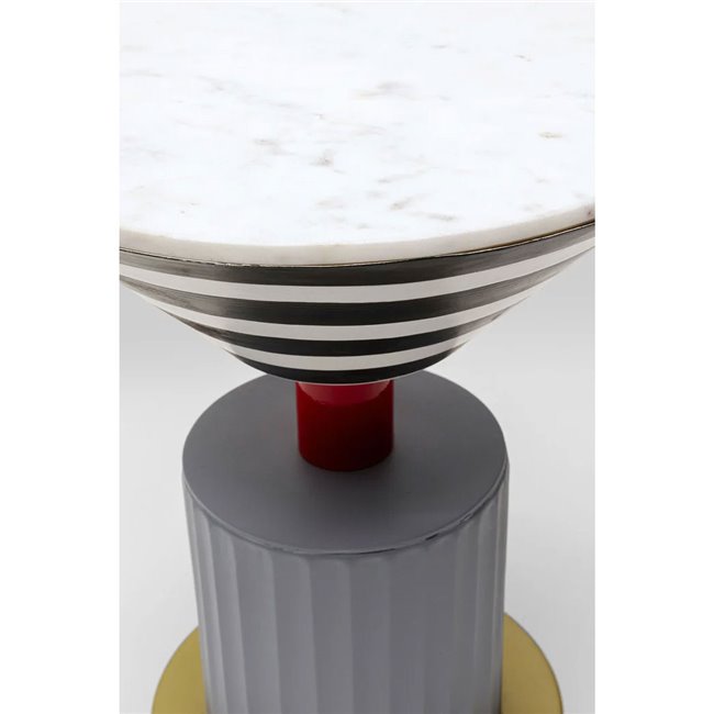 Memphis Soft Marble & Metal Side Table – Round Accent Table