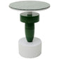 Memphis Marble & Metal Side Table – Green/White Round Accent Table