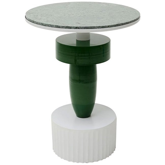 Memphis Marble & Metal Side Table – Green/White Round Accent Table