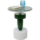 Memphis Marble & Metal Side Table – Green/White Round Accent Table