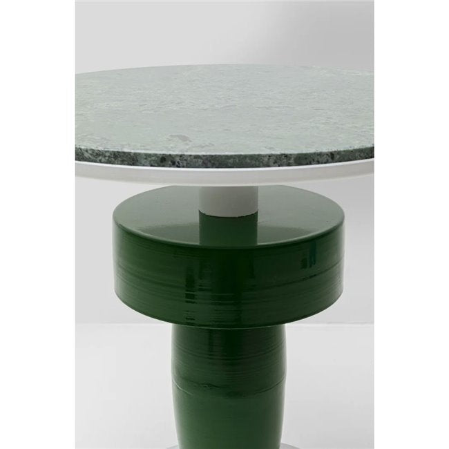 Memphis Marble & Metal Side Table – Green/White Round Accent Table