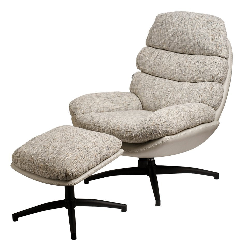 Sessel Vincento mit Fußhocker, um 360 Grad drehbar, H 100 x 92 x 79 cm, Sitzhöhe 47 cm