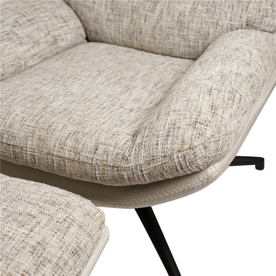 Sessel Vincento mit Fußhocker, um 360 Grad drehbar, H 100 x 92 x 79 cm, Sitzhöhe 47 cm