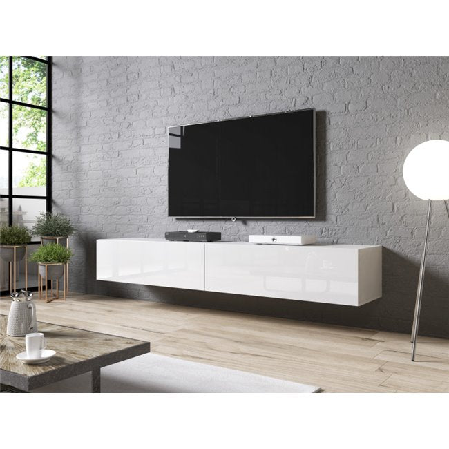 Halide Hanging TV Table – White Chipboard, 200×40×30 cm