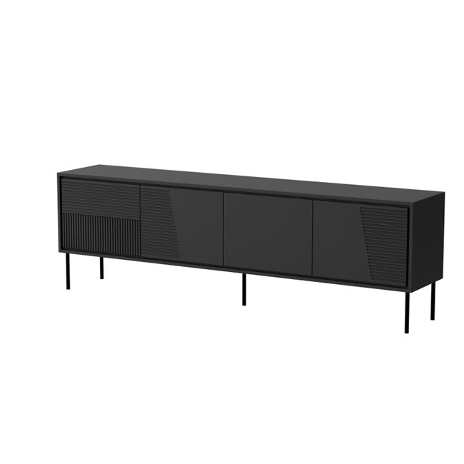 Habi TV Table – Black Chipboard & MDF, 200×38×62 cm