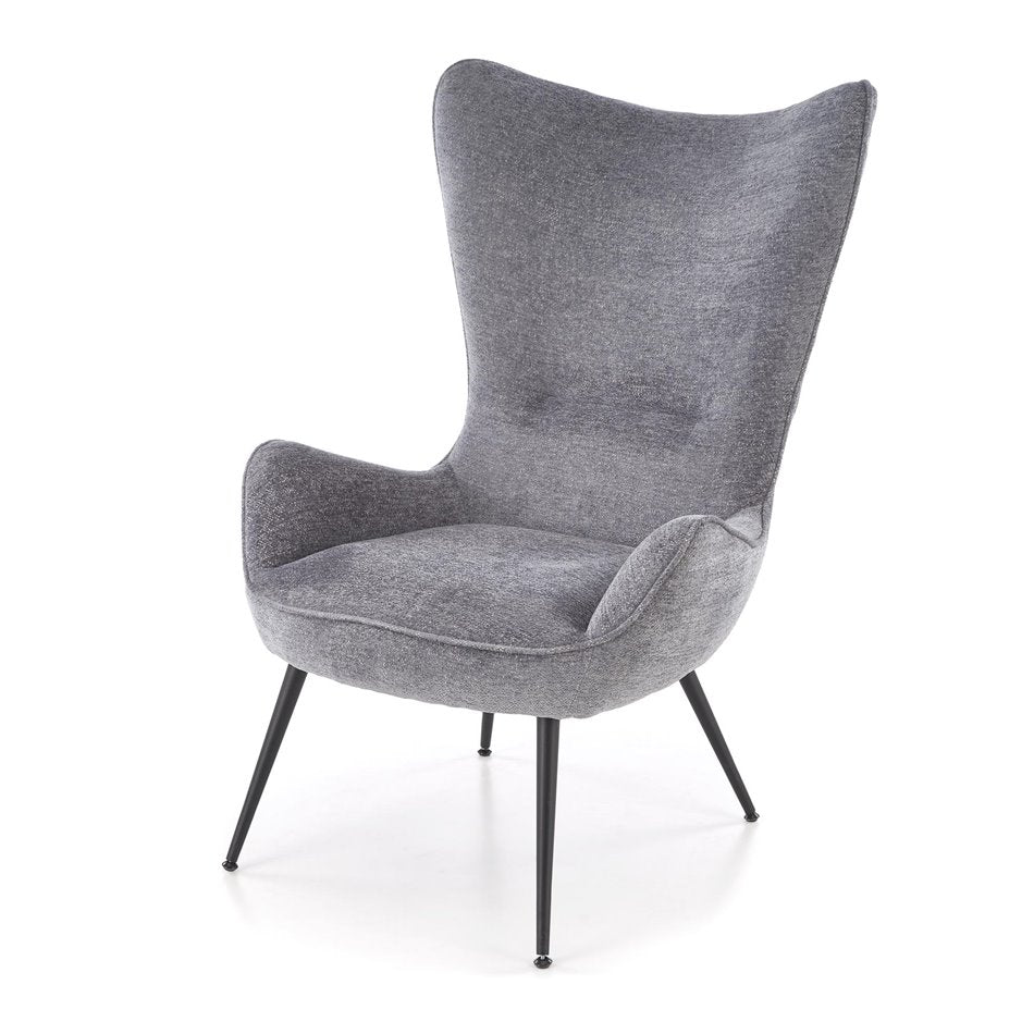 Armchair Hukon, grey, steel/polyester, H108x87x74cm, seat height 45cm