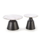 Hagneta Coffee Table Set – White Marble & Black Sintered Stone, Ø50×48 cm / Ø70×43 cm