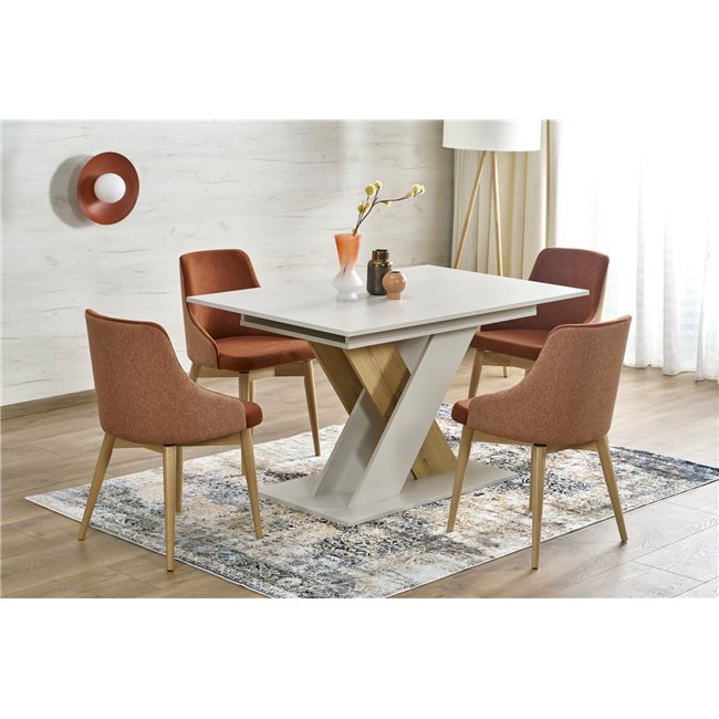 Extendable Dining Table – Oak Pattern & Cashmere Beige Finish