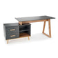 Hergio Extendable Desk – Anthracite & Wotan Oak Look Corner Desk, Adjustable 134–210 cm