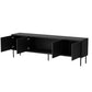 Habi TV Table – Black Chipboard & MDF, 200×38×62 cm